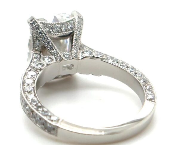 Cushion Cut Basket Setting with Three Sided Pave Setting - Image 2