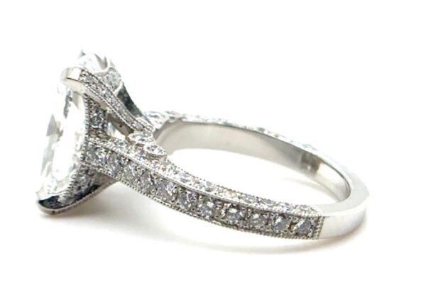 Cushion Cut Basket Setting with Three Sided Pave Setting - Image 3