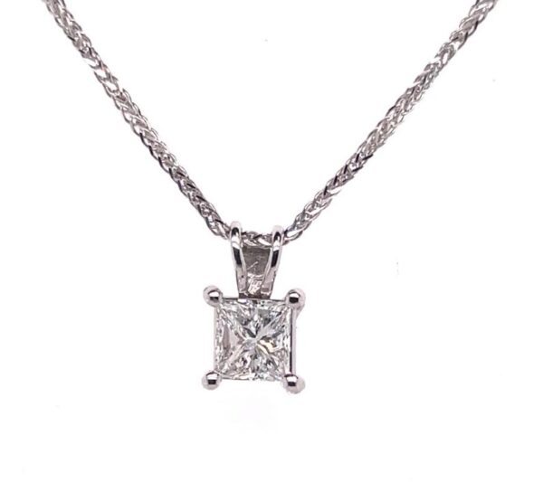 Diamond Solitaire Pendant - Princess Cut/Square