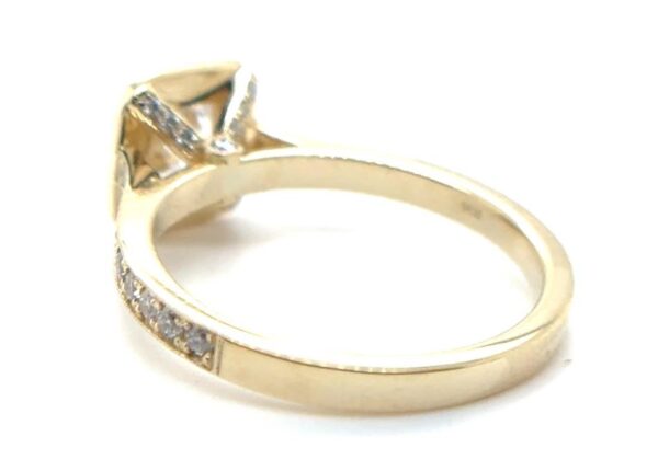 Cushion Halo Pave Diamond Ring in Yellow Gold - Image 3