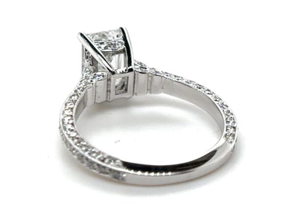 Vintage Antique Emerald Cut Solitaire with Three Side Pave Band - Image 3