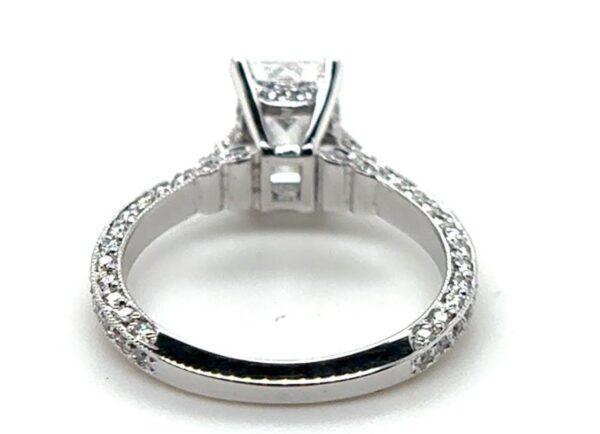 Vintage Antique Emerald Cut Solitaire with Three Side Pave Band - Image 4