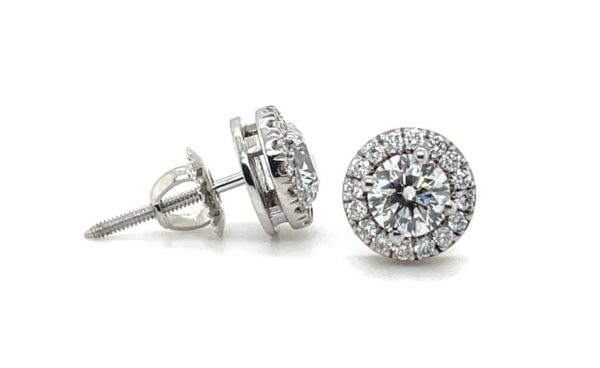 Diamond Halo Earrings - Image 2