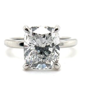 Elongated Cushion Cut Diamond Solitaire Engagement Ring