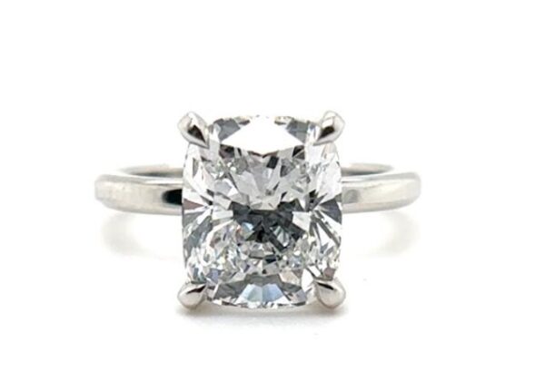 Elongated Cushion Cut Diamond Solitaire Engagement Ring