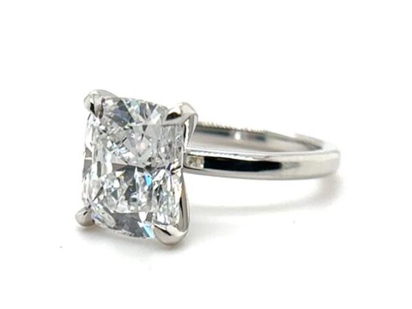 Elongated Cushion Cut Diamond Solitaire Engagement Ring - Image 4
