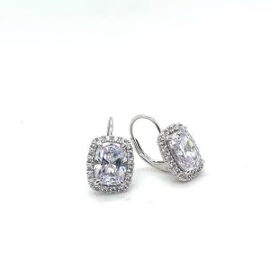 Elongated Cushion with Halo Earring
