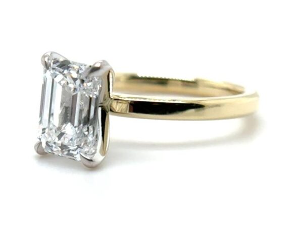 Emerald Cut Yellow Gold Solitaire Diamond Engagement Ring - Image 2