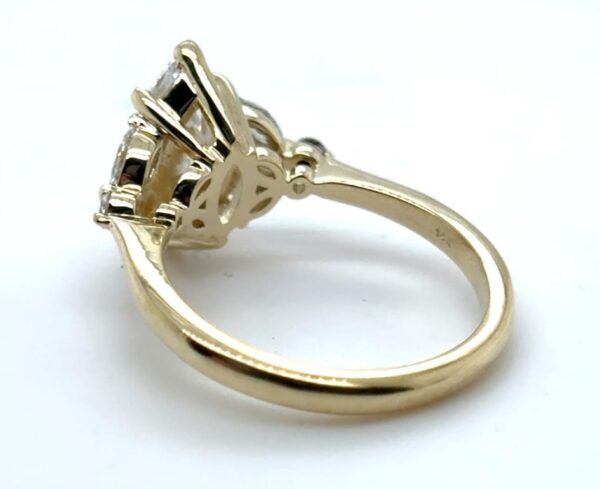 Modern, Leaf-Motif Multi Diamond Ring - Yellow Gold - Image 5