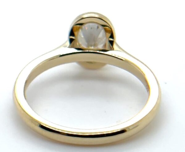 Oval Bezel Solitaire Diamond Ring - Yellow Gold - Image 4
