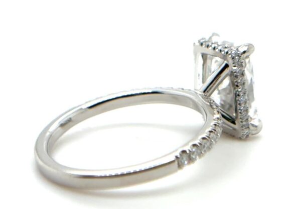 Radiant Cut Center Diamond Hidden Halo with Diamond Band Engagement Ring - Image 3