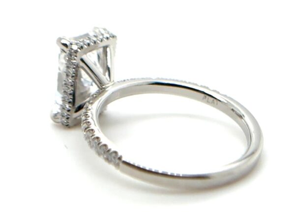 Radiant Cut Center Diamond Hidden Halo with Diamond Band Engagement Ring - Image 2