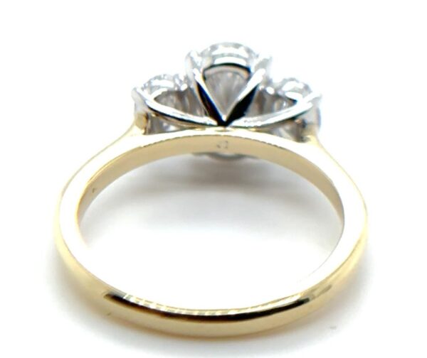 Three Stone Oval Diamond Ring - Yellow Gold - Image 3