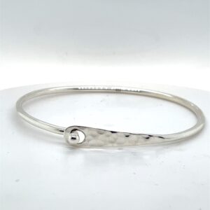 Sterling Silver Hammered Latch Bangle