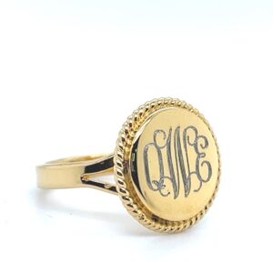R9531GP Round gold plated engravable rope ring