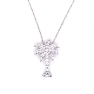 N9314 Palmetto tree cubic zirconia necklace