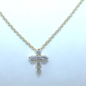 N6310GP gold plated petite cubic zirconia cross necklace