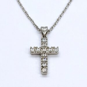 F270N Blocky cubic zirconia cross necklace