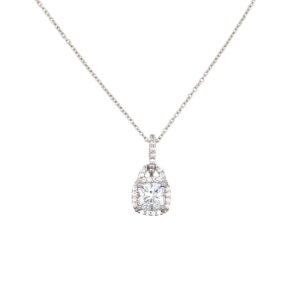 N6901 Door knocker cushion cut cubic zirconia necklace