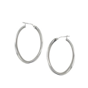 E8579 Warped shape oval hoop earring