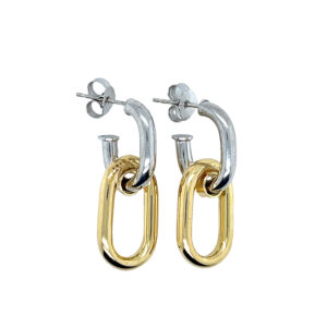 EK5034 Two toned oval link hoop earring