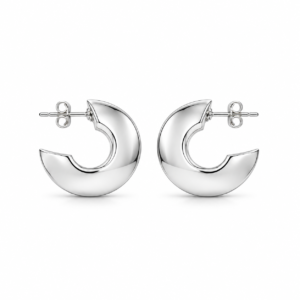 E7409 Crescent hoop stud earring